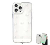 Generico Vibrant Led Bowknot Phone Case for 11-17 Series, Slim Clear Shockproof Vibrant LED Bowknot Protective Case, with Color-Changing Lights for Women Girls (for 15Pro,White)