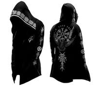 Generico Vichingo Felpa con Cappuccio Lunghezza Media Primavera Autunno Uomo Fresco Costume Cosplay Mito Norreno Mantelli per Figli di Odino Regalo