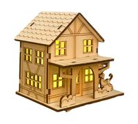 Generico Villaggio delle Case di Natale,Modello Illuminato Cottage Rustico | Decorazioni per cabine da scrivania in Legno, Figurine da Collezione, Decorazioni Natalizie