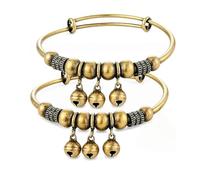 Generico Vintage Bell Bangle for Women Men,Push-Pull Adjustable Bell Bangle,Retro Boho Jewelry Jingle Charm Antique Brass Metal Bracelet,Festival Party Gift Accessory Daily Wear