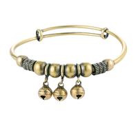 Generico Vintage Bell Bangle for Women Men,Push-Pull Adjustable Bell Bangle,Retro Boho Jewelry Jingle Charm Antique Brass Metal Bracelet,Festival Party Gift Accessory Daily Wear
