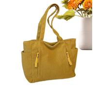 Generico Vintage Corduroy Shoulder Tote, Soft Handbag for Women and Girls, Casual Travel Bag with Zipper Closure, Large Capacity Carryall for School, Shopping, and Daily Use, 12.99x5.12 Inches