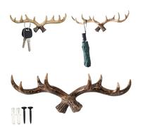 Generico Vintage Deer Antlers Wall Hooks, Nordic Shabby Chic Coat Rack for Home Decorative, Resin Deer Hook for Jewellery Display Bathrooms Towels Supplies