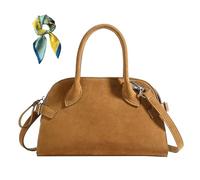 Generico Vintage Faux Suede Tote Bag for Women,Top Handle Handbag Fall Purses,Retro Shoulder Satchel with Adjustable Strap (Brown)