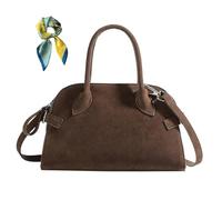 Generico Vintage Faux Suede Tote Bag for Women,Top Handle Handbag Fall Purses,Retro Shoulder Satchel with Adjustable Strap (Coffee)