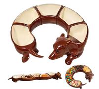 Generico Vintage Five-Piece Dachshund Serving Dish, Dachshund Design 5 Section Storage Dish, Stamped Hand Painted Ceramic,For Food, Snacks, Home Kitchen Tabletop (#1pcs)