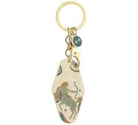 Generico Vintage Illustrated Zodiac Keychain, 12 Astrology Signs Enamel Charm, Retro Motel Style Car Pendant, for Astrology Lovers (Sagittarius)