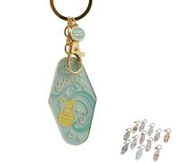 Generico Vintage Illustrated Zodiac Keychain, 12 Constellations Metal Enamel Keychain, Retro Style Car Bag Pendant (9)