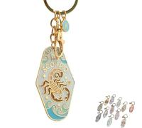 Generico Vintage Illustrated Zodiac Keychain, 12 Constellations Metal Enamel Keychain, Retro Style Car Bag Pendant (7)