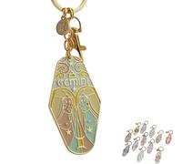 Generico Vintage Illustrated Zodiac Keychain, 12 Constellations Metal Enamel Keychain, Retro Style Car Bag Pendant (12)