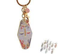 Generico Vintage Illustrated Zodiac Keychain, 12 Constellations Metal Enamel Keychain, Retro Style Car Bag Pendant (8)