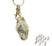 Generico Vintage Illustrated Zodiac Keychain, 12 Constellations Metal Enamel Keychain, Retro Style Car Bag Pendant (1)
