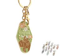 Generico Vintage Illustrated Zodiac Keychain, 12 Constellations Metal Enamel Keychain, Retro Style Car Bag Pendant (11)
