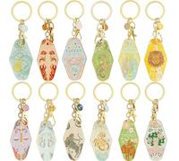 Generico Vintage Illustrated Zodiac Keychain, 12 Constellations Metal Enamel Keychain, Retro Style for giving to friends and family (12Pcs Mix)