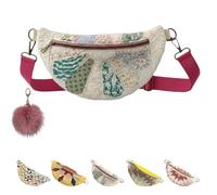 Generico Vintage-Inspired Patchwork Quilted Sling Bag,Handmade Lightweight Curved Boho Crossbody Bag,Large Capacity Shoulder Satchel