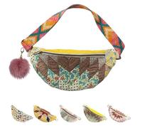 Generico Vintage-Inspired Patchwork Quilted Sling Bag,Handmade Lightweight Curved Boho Crossbody Bag,Large Capacity Shoulder Satchel