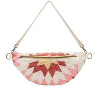Generico Vintage-Inspired Patchwork Quilted Sling Bag, Women's Bohemian Patchwork Bag with Lightweight Curved Design for Daily (B)