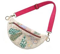 Generico Vintage-Inspired Patchwork Quilted Sling Bag, Women's Bohemian Patchwork Bag with Lightweight Curved Design for Daily (E)