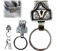 Generico Vintage Letter Keychain for Men Women, 26 Letters Cowboy style Western Initial Key Clip, Handmade Letter A-Z Initial Keychain Clip for Pants Pocket Belt Hat