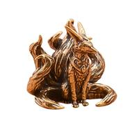Generico Vintage Miniature Seven-Tailed Brass Figurine - Exquisite Divine Sculpture For Home & Office Desktop | Antique Metal Tea Pet Ornament & Zen Decoration