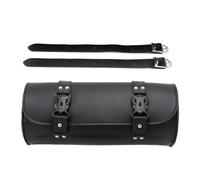 Generico Vintage PU Leather Motorcycle Handlebar Bag | 12.2 Inch Retro Cruiser Tool Pouch | Side Front Seat Mount Storage For Electric Scooter | Black Brown Universal Motorbike Accessory