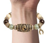 Generico Vintage Resin Crystal Beaded Stretch Bracelet Charm Wrist Jewelry