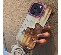 Generico Vintage Rust Look Phone Case Compatible for iPhone 17/16/15 Pro Max, Creative Industrial Iron Style Rusty Imitation Phone Cover, intage Industrial Cover (For iPhone17Air,Purple)