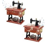 Generico Vintage Sewing Machine Music Box, Sewing Machine Mini Music Box for Home Decor Birthday Gift, for Home Decor, Desk Decoration (2 PCS)