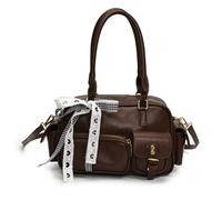 Generico Vintage Top Handle Bag with Bowknot,Trendy PU Leather Shoulder Bags for Women,Cute Aesthetic Casual Crossbody Bag
