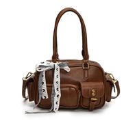 Generico Vintage Top Handle Bag with Bowknot,Trendy PU Leather Shoulder Bags for Women,Cute Aesthetic Casual Crossbody Bag