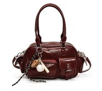 Generico Vintage Top Handle Bag with Bowknot,Trendy PU Leather Shoulder Bags for Women,Cute Aesthetic Casual Crossbody Bag