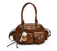 Generico Vintage Top Handle Bag with Bowknot,Trendy PU Leather Shoulder Bags for Women,Cute Aesthetic Casual Crossbody Bag