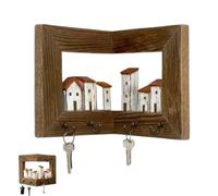 Generico Vintage Wall Mount Key Holder,Rustic 3D Wooden House Key Hanger,entryway key rack with hooks,4 Hooks for Entryway,Hallway & Living Room Home Decor (inner corner)