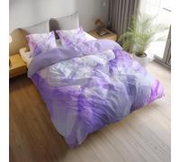 Generico viola Parure letto, set copripiumino 200 x 200 cm, biancheria da letto double face in microfibra spazzolata, motivo marmo astratto facile cura, adatto ad adulti e bambini