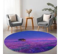 Generico Viola Tappeto Rotondo 150 cm, Sogno Piante Cielo Luminoso Morbido e Antiscivolo Lavabile Tappeto per Soggiorno Sala da Pranzo Camera da Letto Home Decor