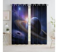 Generico Viola Tenda da Finestra, Spazio Onirico Anelli Planetari, Tenda Oscurante Termica Isolante per Camera Letto Soggiorno Interni Finestre, con Occhielli, 2 Pannel 75L x 166A cm