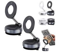 Generico Vipbu Phone Holder, Vipbu 360° Adjustable Vacuum Magnetic Phone Holder, Foldable and Retractable Hands-Free Suction Cup Phones Mount, for Car and All Smartphones (2Pcs*Upgraded Black)