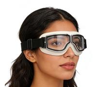 Generico Visiera protettiva retrò per moto, modello imbottito in schiuma morbida compatibile con graduate, protezione UV antipolvere e antivento per casco aperto da crociera