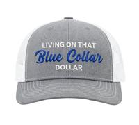 Generico Vivere su Quel Cappello da Dollaro con Colletto Blu, Cappello con Colletto Blu, Berretto da Baseball in Rete Traspirante Regolabile per Uomo e Donna