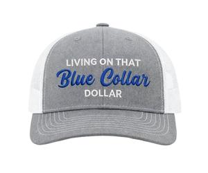 Generico Vivere su Quel Cappello da Dollaro con Colletto Blu, Cappello con Colletto Blu, Berretto da Baseball in Rete Traspirante Regolabile per Uomo e Donna