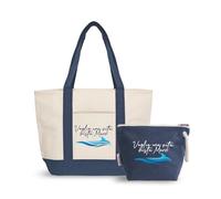 Generico ''Voglio una vita vista mare'' Set Borsa Mare e Pochette Coordinata Combo Da mare vacanza estate personalizzata con nome idea regalo compleanno da viaggio Zia Mamma Nonna