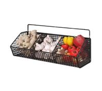 Generico Wall Basket, Wall Mounted Storage Rack, Space Saving Hanging Vegetable Organizer Bin for Kitchen, Pantry, Cabinet, Garlic, Ginger, Onion, Potato, Fruit, Veggies, Small Item, Home Décor