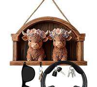 Generico Wall Key Holder - Highland Cattle Key Holder, Highland Cattle Coat Rack Room Decor, Wall Mounted Keys Hooks for Entrance Living Room Doorway Bathroom Entryway Office Home Door Garage