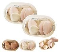 Generico Wall Mount Makeup Organizer with Dustproof Clear Lid, Clear Lid Cosmetic Display Cases, Built-In Drain Holes, for Home Kitchen Bathroom Vanity Skincare Products (Beige,#2PCS)