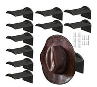Generico Wall-Mounted Hat Rack, 10 Adhesive Cap Hooks, Organizer for Entryway Bedroom Closet Garage Doorway, Easy to Install Storage Solution for Hats Scarves Coats and Accessories