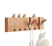 Generico Wall Mounted Piano Coat Rack - Down Hooks | Wooden Entryway Shelf | Natural Wood Entryway Wall Art Hook for Bags Hats Umbrellas, Clothes Organizer Hanger
