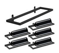Generico Wall Mounted Racks - 6pcs Metal Floating Bar Shelves, Black Red Glass Holder, Space Saving Display Organizer | Home Bar Restaurant Basement Hotel Storage Collection Stylish Durable