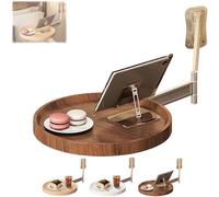 Generico Wall Mounted Round Table, 180° Rotating Foldable Coffee Table, Floating Round Desk For Wall, Space-Saving Design, Sturdy Wooden Construction for Living Room, Bedside, Kitchen (Walnut)