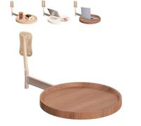 Generico Wall Mounted Round Table, Floating Round Table For Wall, floating bedside tables, 180° Rotation Foldable Coffee Modern Small Desks, Ideal Space-Saving Coffee Tables (Black Walnut)