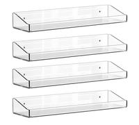 Generico Wall Mounted Shelves, Transparent Organizer Display Rack, Kitchen Shelf with Floating Style, Makeup Storage Acrylic Tray, Decorative Shelf with Build, Room for Perfume and Figurines